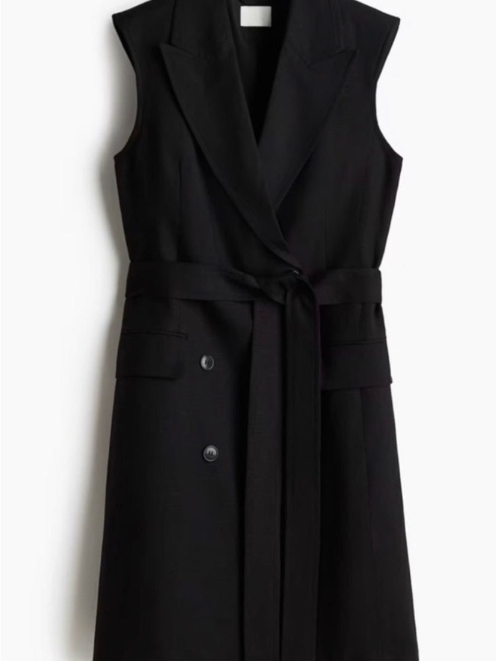 H&M Black Sleeveless Blazer Dress with Self-Tie Belt